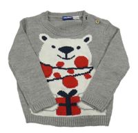 Sivý sveter s medvedíkom Lupilu