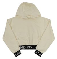 Biela crop mikina s nápismi a kapucňou River Island