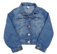 Modrá tepláková crop rifľová bunda H&M