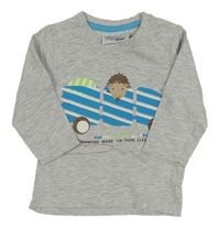 Sivé melírované tričko s autom a ježkom Ergee