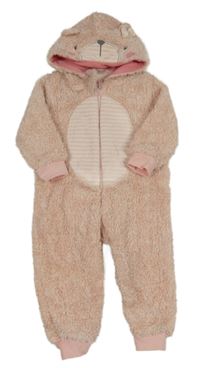 Světlerůžová chlupatá kombinéza s kapucí - kočička Early Days