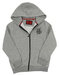 Sivá prepínaci mikina s nápisom a kapucňou DFND