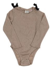 Ružové rebrované trblietavé body s mašľami Zara