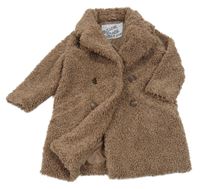 Hnědý huňatý podšitý kabátek Tu