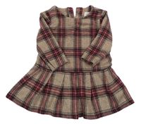 Ružovo-čierno-béžové kockované úpletové šaty Next