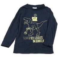 Tmavomodré triko s dinem a nápisy Topolino