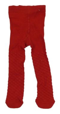 Červené rebrované vzorované pančuchy