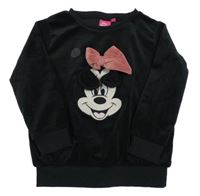 Čierna plyšová mikina s Minnie Disney
