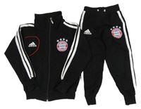 2set - Černo-bílá propínací mikina s pruhy a výšivkami + tepláky Adidas