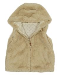 Béžová kožušinová podšitá vesta s kapucňou Nutmeg
