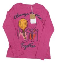 Nové - Fuchsiové tričko s dievčatkom a nápismi Name it