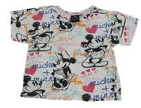 Bielo-farebné crop tričko s Minnie Disney