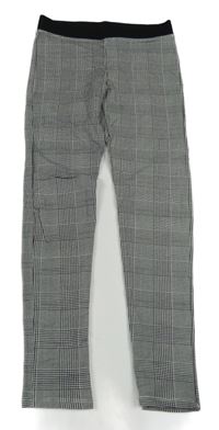 Čierno-biele kockované legíny H&M