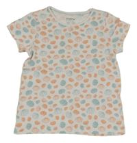 Bielo-zeleno-marhuľové tričko s mušlemi Lupilu