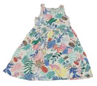Bielo-farebné šaty s listami a zvieratkami H&M