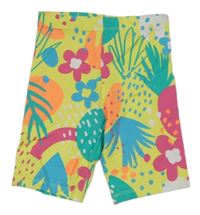 Žlutozeleno-farebné kvetované elastické kraťasy s listami Matalan