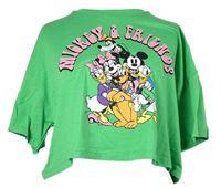 Dámské limetkové crop tričko s Mickeym a Minnie Disney 