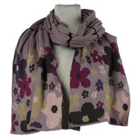 Dámská růžová květovaná pletená šála 