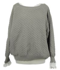 Dámský béžový ažurový svetr s madeirovým límečkem Shein 