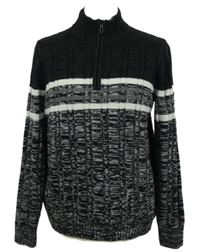 Pánský černo-šedý meírovaný svetr s pruhy 