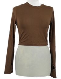 Dámske hnedé crop tričko Shein