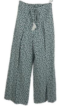 Dámské tmavozeleno-bílé květované sukňové kalhoty Shein 