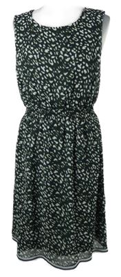 Dámske černo-khaki vzorované šifónové šaty More&More