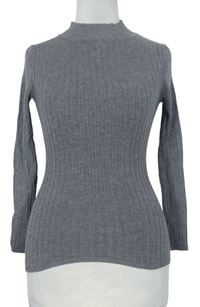 Dámsky sivý rebrovaný ľahký sveter Primark