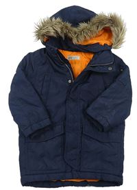 Tmavomodrý šušťákový zimná kabát a kapucňou H&M