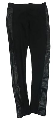 Čierne legíny s koženkovým pruhom H&M