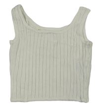 Biely rebrovaný úpletový crop top H&M