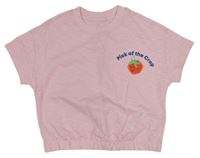 Světlerůžové crop tričko s rajčetem a nápisem M&S