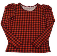 Červeno-čierne kockované tričko Shein