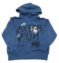 Tmavomodrá mikina s nápisem a kapucí Zara