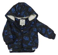 Černá šusťáková zimní bunda s bagry a kapucí Tom Tailor