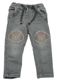 Sivé teplákové rifle s dinosaurami TU