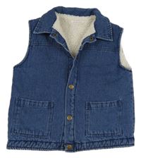 Modrá rifľová zateplená vesta