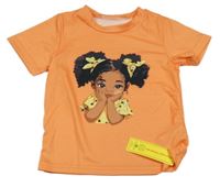 Nové - Oranžové tričko s dívkou
