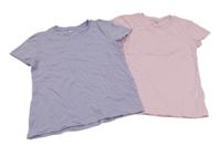 2x tričko růžové+ fialové H&M