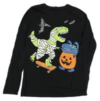 Černé triko s dinosaury C&A