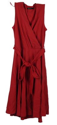 Dámske červené plátenné šaty s opaskom Mohito