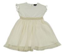 Krémové šaty s tylovou sukní a zlatým opaskom OVS kids
