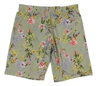 Khaki květované kraťasy
