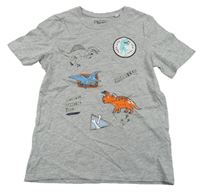 Sivé tričko s dinosaurami C&A