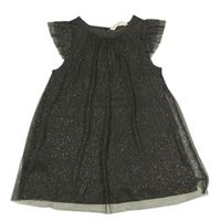 Tmavošedé třpytivé tylové šaty H&M