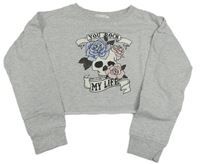 Sivá crop mikina s potlačou H&M