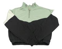 Zelenkavo-čierna crop mikina so stojačikom H&M