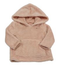 Svetloružová chlpatá mikina so srdiečkom a kapucňou Carter's