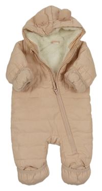 Světleržová prešívaná šušťáková zimná kombinéza so zajačikom a kapucňou H&M