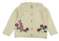 Vanilkový prepínaci sveter s králikom a kvetmi Tu